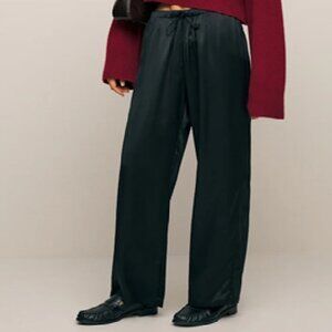 Reformation Black Wide-Leg Drawstring Pants